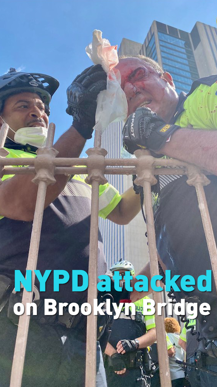 See Nypd Clash With Protesters On Brooklyn Bridge Cgtn 3299