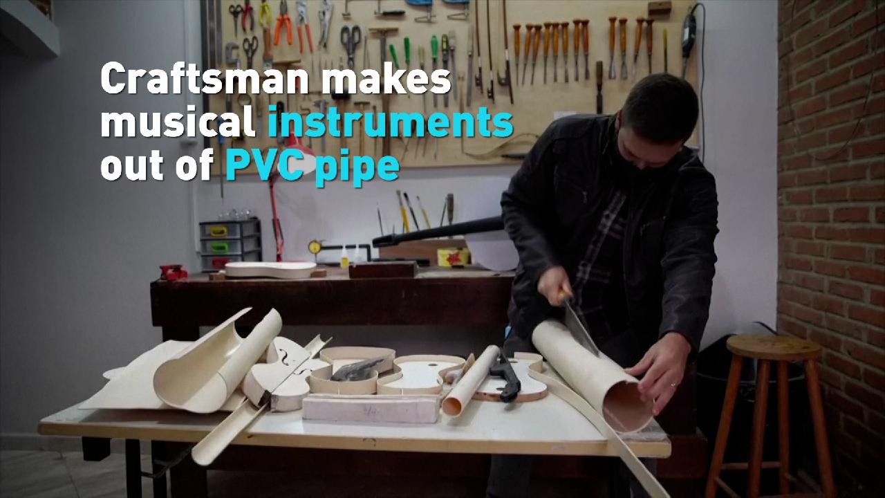 Craftsmen make PVC pipe into instruments for children CGTN