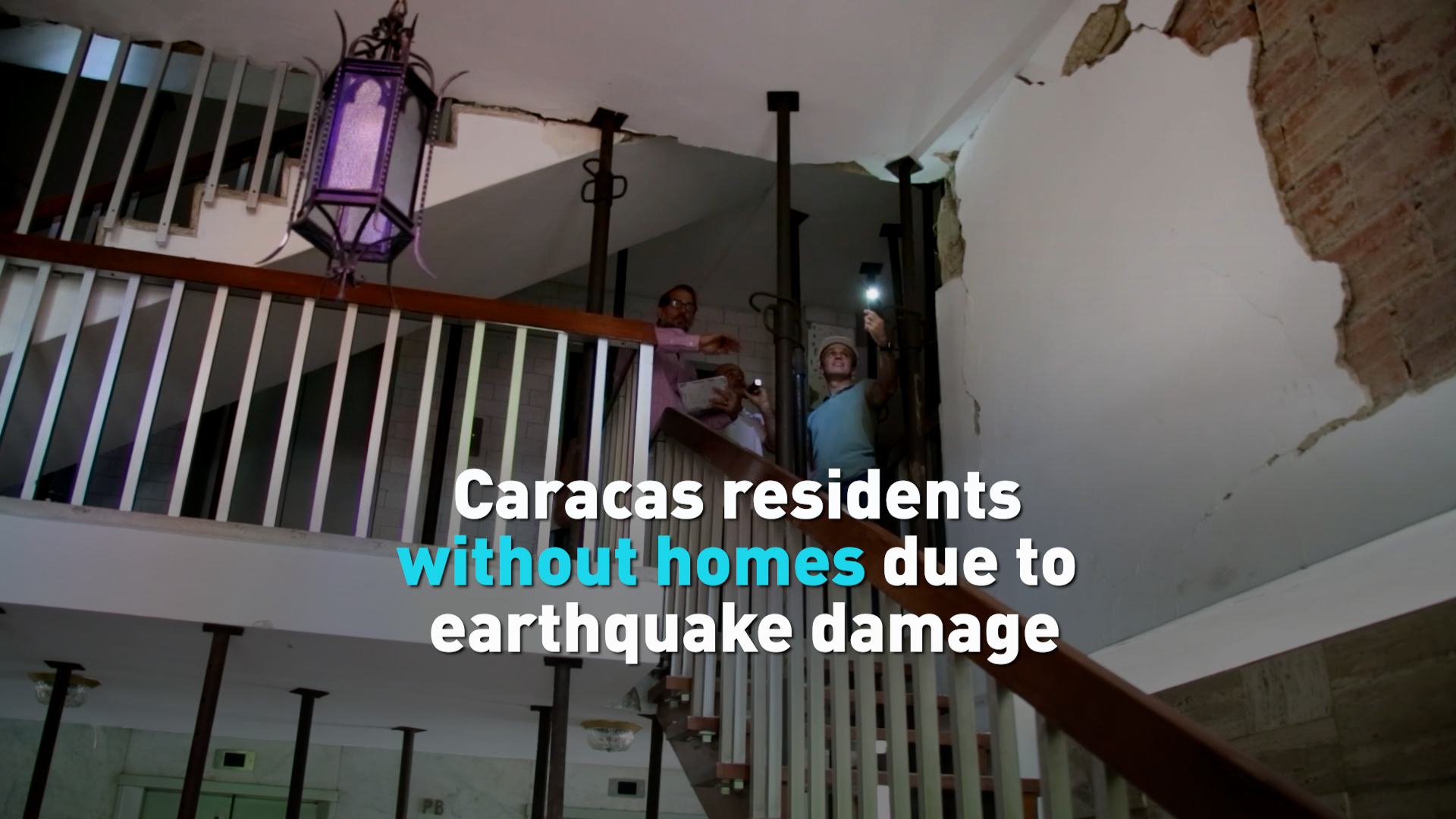 Caracas residents without homes due to earthquake damage